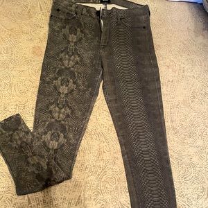 Hudson coated denim with snakeskin print.